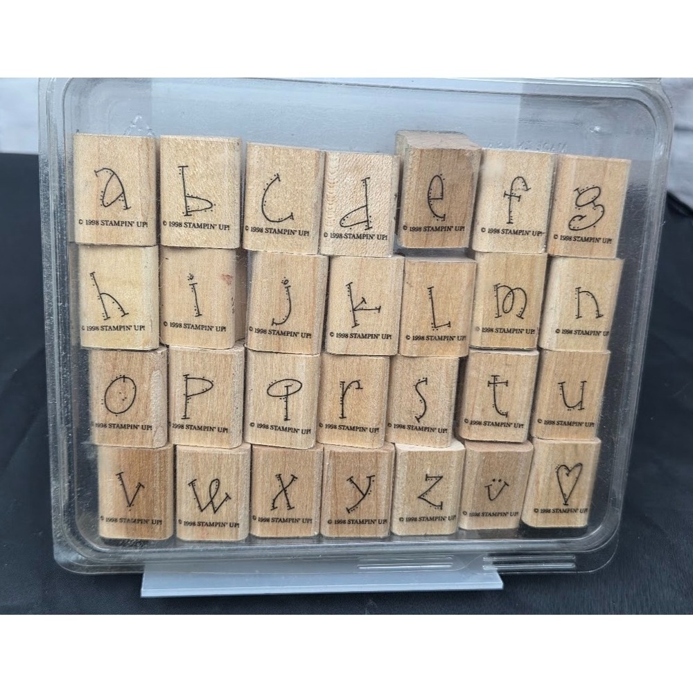 Stampin' Up! Dotted Alphabet 28 Pieces Lowercase Unmounted Wood Rubber Stamp Set